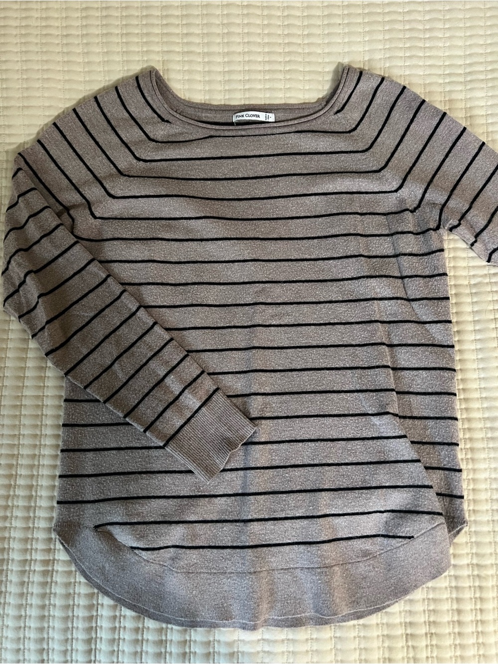 Pink Clover long sleeve light sweater tan stripes small women’s